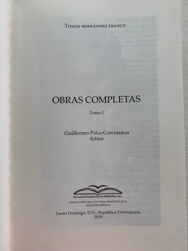 OBRAS COMPLETAS TOMO I. Tomás Hernández Franco