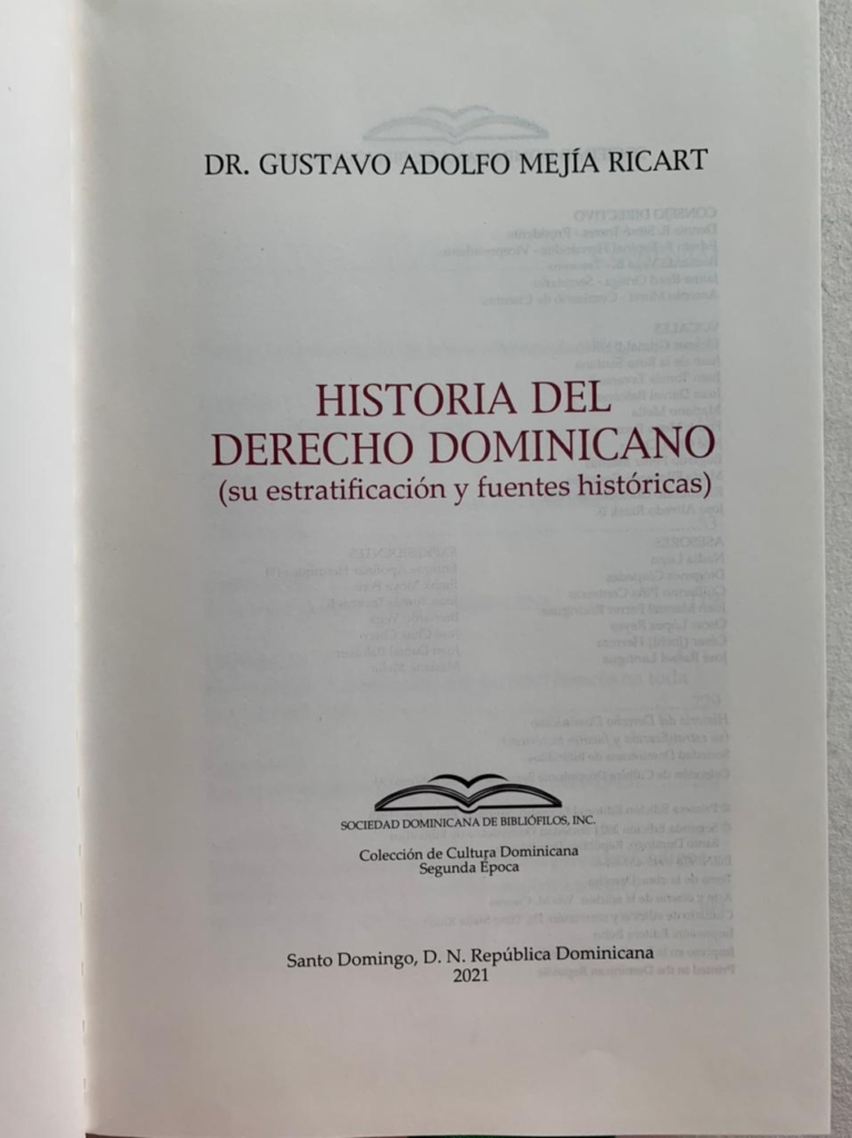HISTORIA DEL DERECHO DOMINICANO (su estratificación y fuentes históricas)