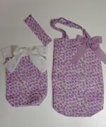 Set literario (Bolso + funda para libros + Marcapáginas) (Estampado flores lila)
