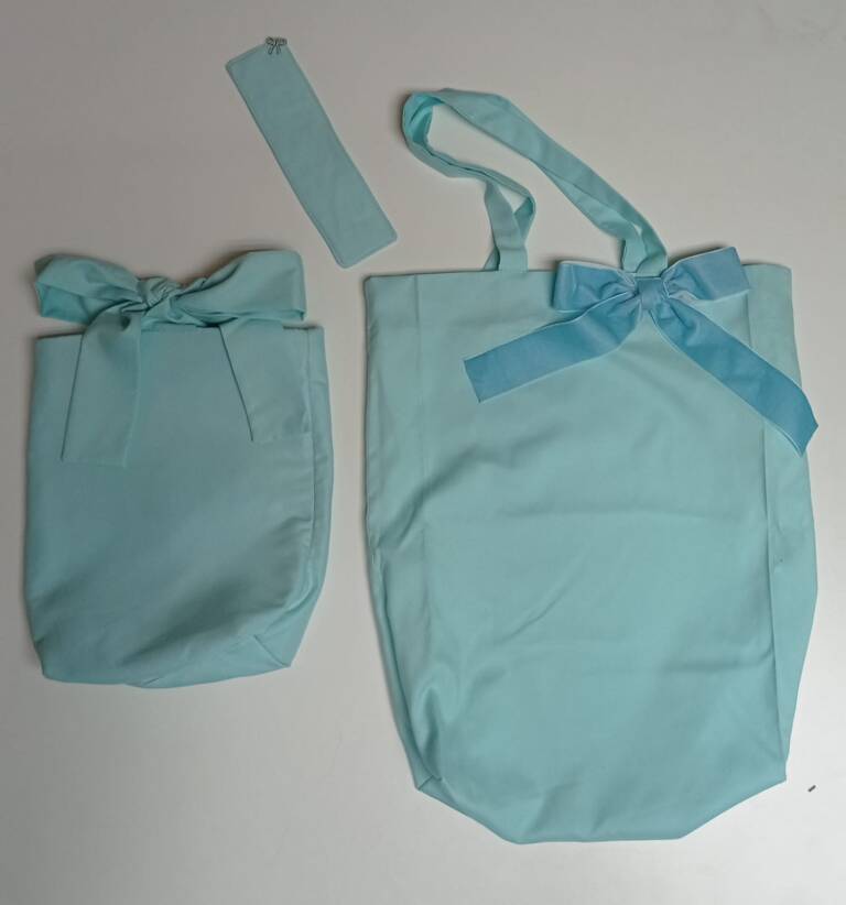 Set literario (Bolso + funda para libros + Marcapáginas) (color celeste)